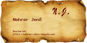 Nehrer Jenő névjegykártya